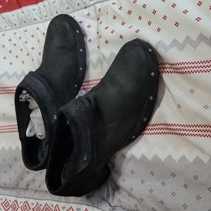 Merrell Womens Clog Leather Shoes Black Size 10